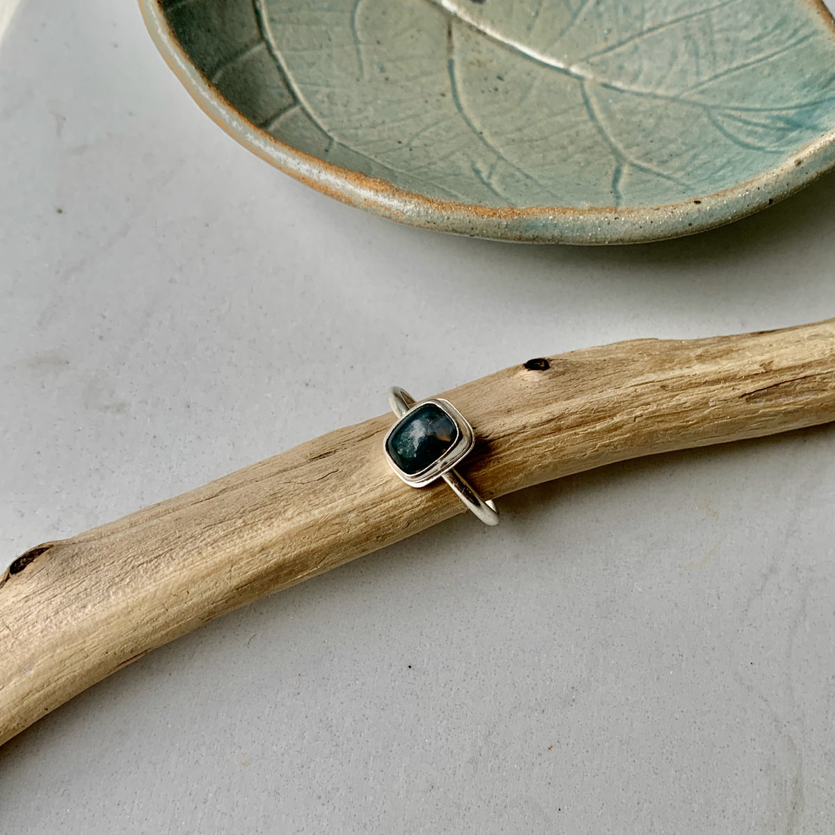 Moss agate ring