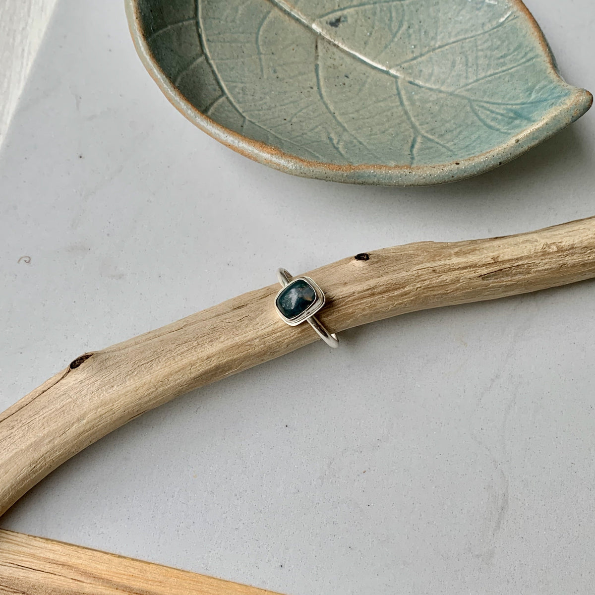 Moss agate ring