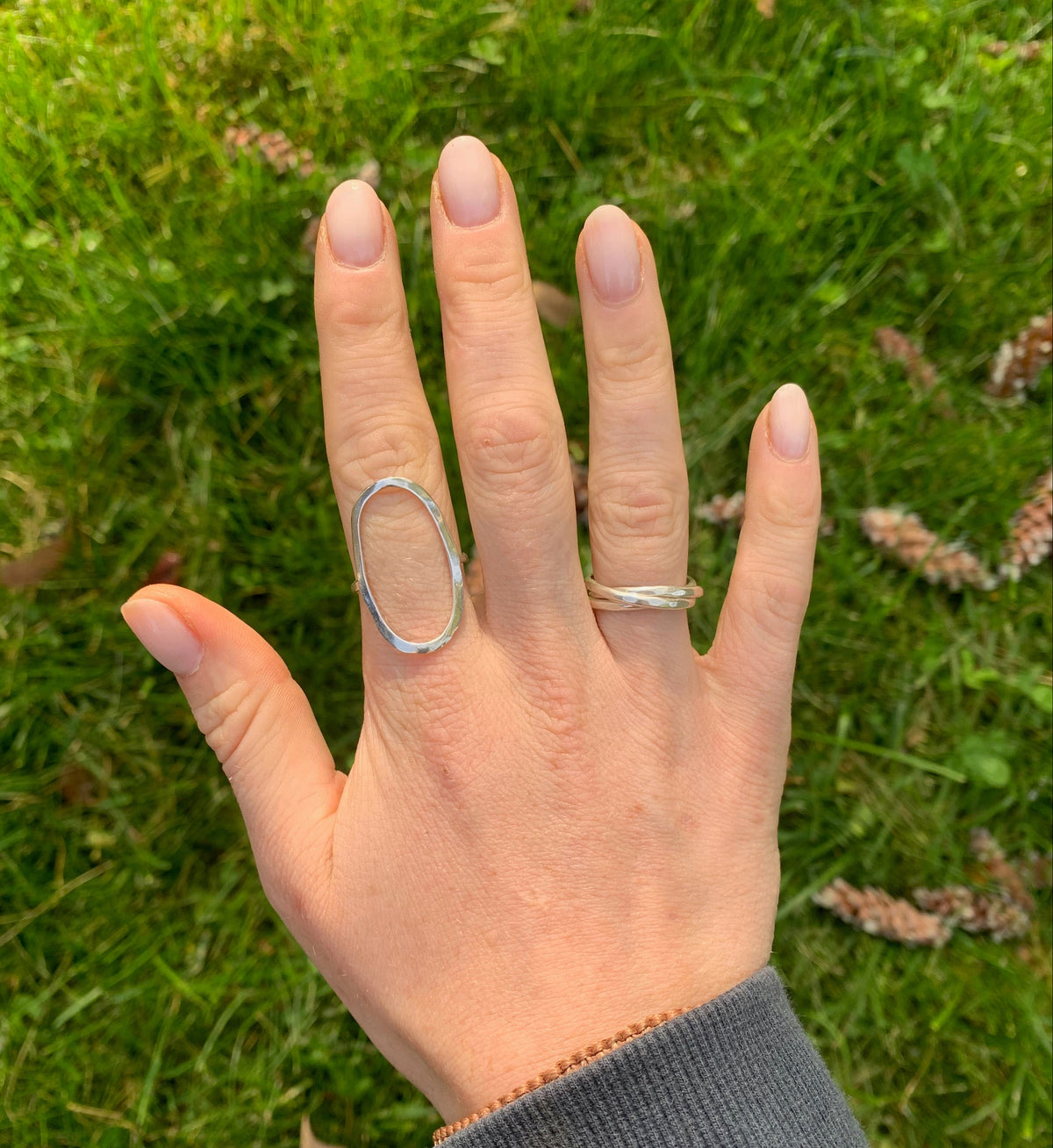 Big oval silver ring